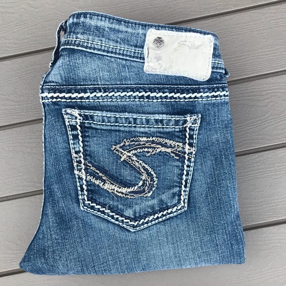 Silver Jeans Denim - Silver Aiko Boot Cut Distressed Jeans W28/L33